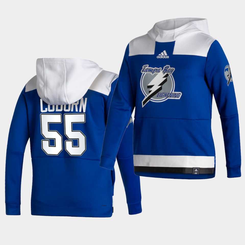 Men Tampa Bay Lightning 55 Coburn Blue NHL 2021 Adidas Pullover Hoodie Jersey Men Tampa Bay Lightning 55 Coburn Blue NHL 2021 Adidas Pullover Hoodie Jersey